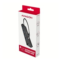 AXAGON HUE-C1C, 4x USB 5Gbps TRAVEL hub, złącze zasilania USB-C, kabel USB-C 19cm