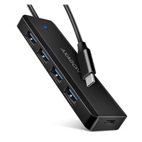 AXAGON HUE-C1C, 4x USB 5Gbps TRAVEL hub, złącze zasilania USB-C, kabel USB-C 19cm