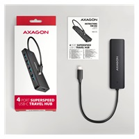 AXAGON HUE-C1C, 4x USB 5Gbps TRAVEL hub, złącze zasilania USB-C, kabel USB-C 19cm