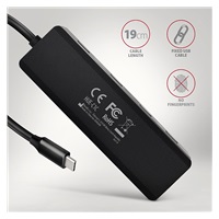 AXAGON HUE-C1C, 4x USB 5Gbps TRAVEL hub, złącze zasilania USB-C, kabel USB-C 19cm