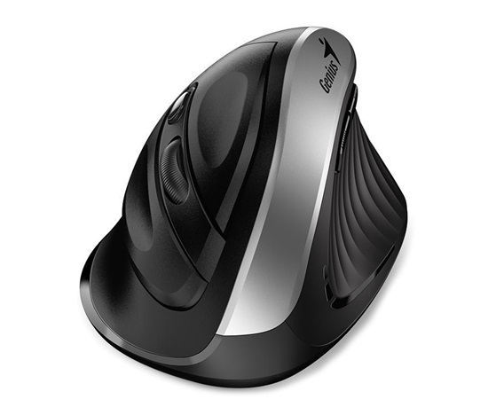 GENIUS Vertikální myš Ergo 8250S Silver Grey/ 1600 dpi/ bezdrátová/ 6tlačítek/ tichá/ černostříbrná