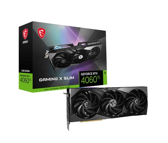 MSI VGA NVIDIA GeForce RTX 4060 Ti GAMING X SLIM 16G, 16G GDDR6, 3xDP, 1xHDMI