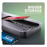 AXAGON HMC-6GM2, USB 10Gbps hub, USB-A, USB-C, HDMI, M.2 slot, SD/MicroSD, PD 100W, kabel USB-C 20cm