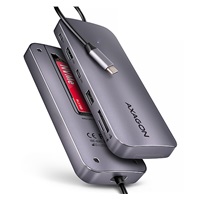 AXAGON HMC-6GM2, USB 10Gbps hub, USB-A, USB-C, HDMI, M.2 slot, SD/MicroSD, PD 100W, kabel USB-C 20cm