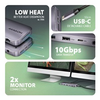 AXAGON HMC-12GM2, USB 10Gbps hub, 3x USB-A, USB-C, HDMI, DP, RJ-45 GLAN, M.2, SD/mSD, audio, PD 100W, kabel USB-C 50cm