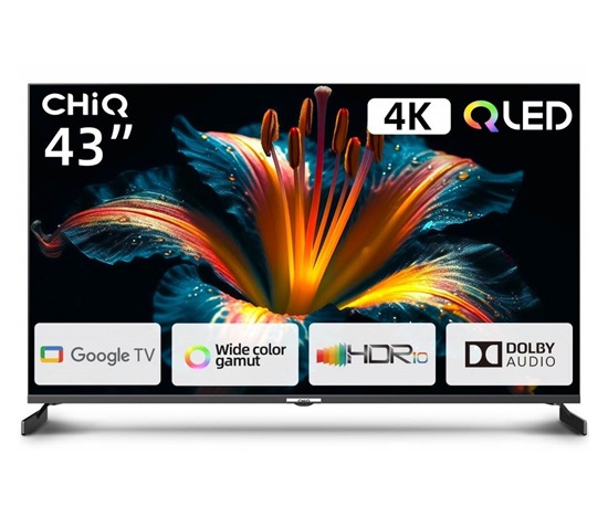 CHiQ U43QM8E TV 43", QLED, Google TV, Frameless, Dolby Audio, dbx-tv, nový design podstavce