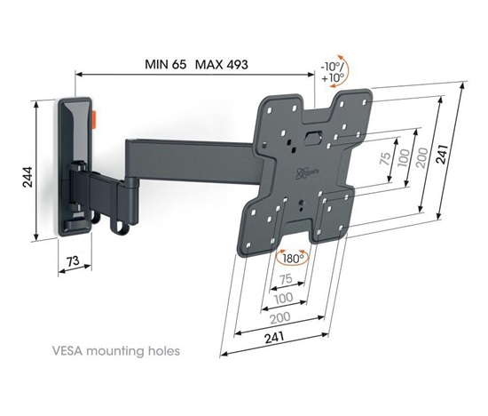 Vogel's TVM 3243 TV rameno 3 klouby S - černé