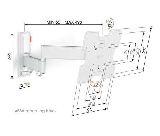 Vogel's TVM 3243W TV rameno 3 klouby S - bílé