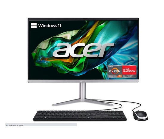ACER PC AiO Aspire C24-1300, Ryzen 5 7520U ,23,8" FHD IPS,16GB,512GB M.2 SSD,Radeon610M,W11Original,stříbrná,KB+Mouse