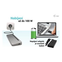 i-tec USB-C Metal Ergonomic 4K 3x Display Docking Station, PD 100W + i-tec Universal Charger 100W (bundle)