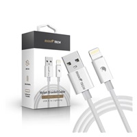RhinoTech kabel s nylonovým opletem USB-C na Lightning 27W 1M bílá
