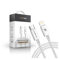 RhinoTech kabel s nylonovým opletem USB-A na Lightning 2,4A 1M bílá
