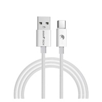 RhinoTech kabel s nylonovým opletem USB-A na USB-C 27W 1M bílá