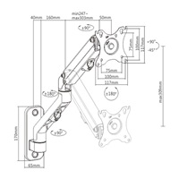 GEMBIRD Držák monitoru na stěnu MA-WA1-02, naklápěcí, až do 27” a 7kg, černý