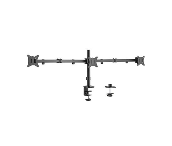 GEMBIRD Držák 3 monitorů na stůl MA-D3-01, naklápěcí, až do 27” a 7kg, černý