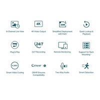 TP-Link VIGI NVR1008H-8P, videorekordér, 8 channels, 8xPoE, 1x100Mb/s LAN, 1xVGA,1xHDMI,2xUSB2.0