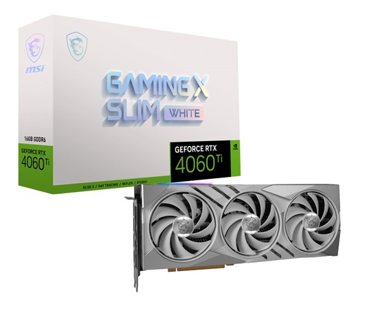 MSI VGA NVIDIA GeForce RTX 4060 Ti GAMING X SLIM WHITE 16G, 16G GDDR6, 3xDP, 1xHDMI