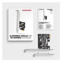 AXAGON PCES-SJ2, PCIe kontroler - 2x wewnetrzny SATA 6G port, JMB582, SP & LP