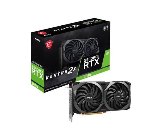 BAZAR - MSI VGA NVIDIA GeForce RTX 3050 VENTUS 2X 8G OCV1, RTX 3050, 8GB GDDR6, 2x DP, 2x HDMI - Po opravě (Bez příšluše