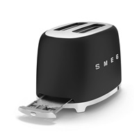 Smeg TSF01BLMEU toustovač / topinkovač, 2 toasty, 6 úrovní opékání, zásuvka na drobky, styl. 50. let, matně černá