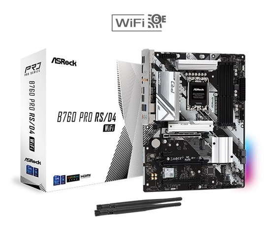 ASRock MB Sc LGA1700 B760 PRO RS/D4 WiFi, Intel B760, 4xDDR4, 1xDP, 1xHDMI, ATX