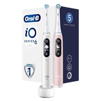 Oral-B iO Series 6 Duo White & Pink Sand set elektrických zubních kartáčků, 5 režimů, AI, časovač
