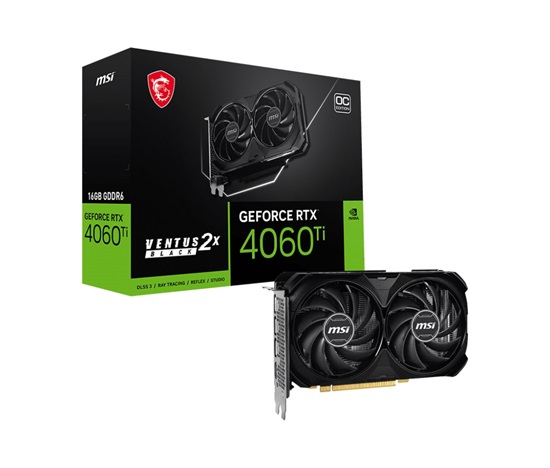 MSI VGA NVIDIA GeForce RTX 4060 Ti VENTUS 2X BLACK 16G OC, 16G GDDR6, 3xDP, 1xHDMI