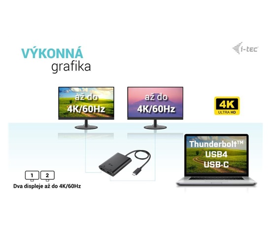i-tec USB-C Dual 4K/60Hz (single 8K/30Hz) HDMI Video Adapter
