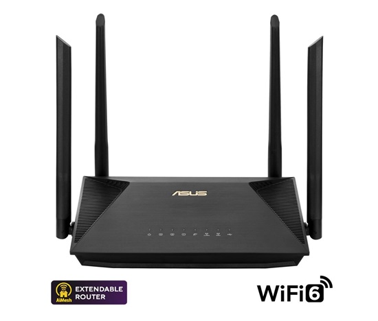 ASUS RT-AX52 (AX1800) Router, Dual Band WiFi 6, Extendable Router