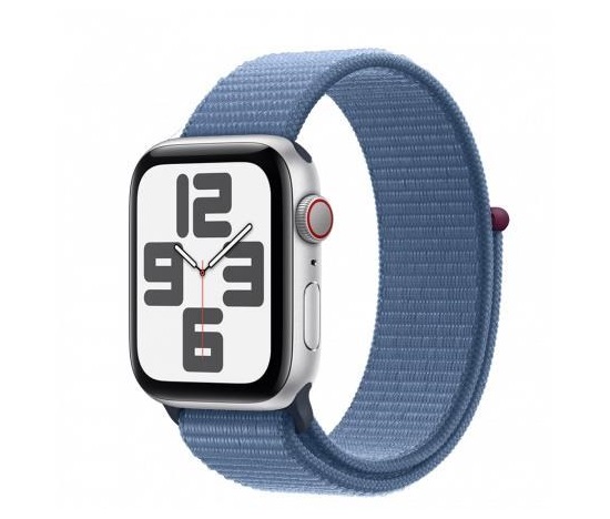 APPLE Watch SE GPS + Cellular 44mm Silver Aluminium Case with Winter Blue Sport Loop
