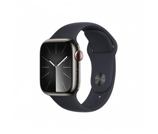 APPLE Watch Series 9 GPS + Cellular 41mm Graphite Stainless Steel Case with Midnight Sport Band - S/M