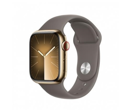 APPLE Watch Series 9 GPS + Cellular 45mm Gold Stainless Steel Case with Clay Sport Band - M/L