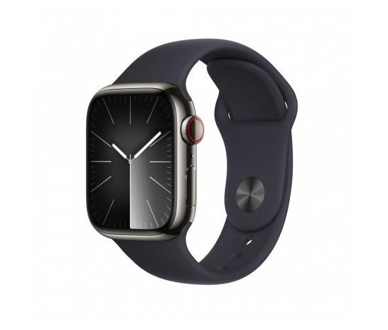 APPLE Watch Series 9 GPS + Cellular 45mm Graphite Stainless Steel Case with Midnight Sport Band - S/M