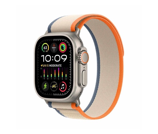 APPLE Watch Ultra 2 GPS + Cellular, 49mm Titanium Case with Orange/Beige Trail Loop - M/L