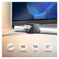 AXAGON ADE-MINIC, USB-C 3.2 Gen 1 - karta sieciowa Gigabit Ethernet MINI, Realtek 8153, instalacja automatyczna, czarna