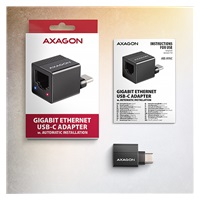 AXAGON ADE-MINIC, USB-C 3.2 Gen 1 - karta sieciowa Gigabit Ethernet MINI, Realtek 8153, instalacja automatyczna, czarna