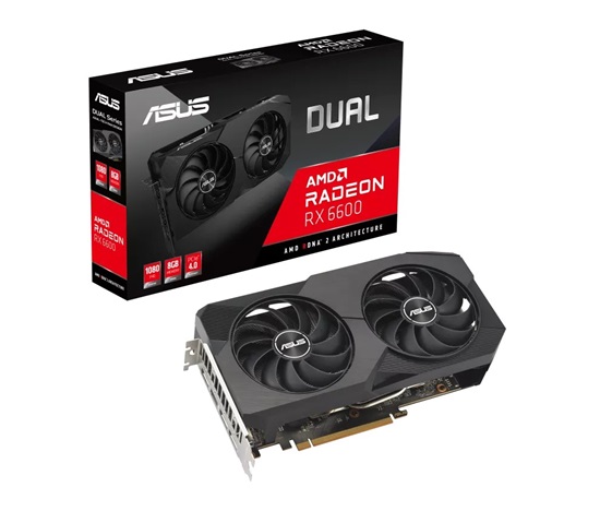 ASUS VGA AMD Radeon RX 6600 DUAL V2 8G, 8G GDDR6, 3xDP, 1xHDMI