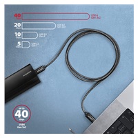 AXAGON BUCM4X-CM10AB, NewGEN+ kabel USB-C <-> USB-C, 1m, USB4 Gen 3×2, PD 240W 5A, 8K HD, ALU, oplot, czarny