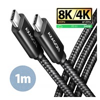 AXAGON BUCM4X-CM10AB, NewGEN+ kabel USB-C <-> USB-C, 1m, USB4 Gen 3×2, PD 240W 5A, 8K HD, ALU, oplot, czarny