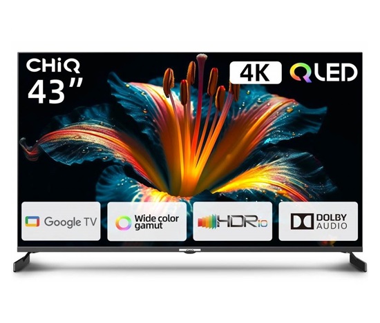 CHiQ U43QM8E TV 43", QLED, Google TV, Frameless, Dolby Audio, dbx-tv, nový design podstavce vzorek DEMO