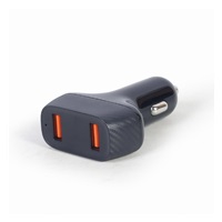 GEMBIRD Nabíječka do auta, 2x USB, rychlo-nabíječka, QC3.0, 36 W, černá