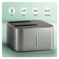 AXAGON ADSA-DC, USB-C 5Gbps - 2x SATA 6G 2.5"/3.5" SSD/HDD CLONE DUAL stacja dokująca