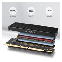 AXAGON PCEM2-XS, PCIe x16 - M.2 NVMe M-key slot adaptér, kryt s chladičem pro pasivní chlazení