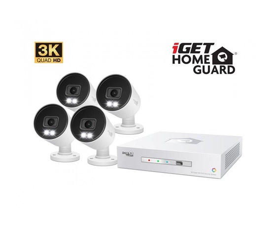 iGET HOMEGUARD HGDVK83304 - CCTV kamerový systém 3K DVR 8CH + 4x kamera s LED a zvukem