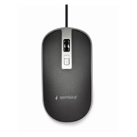 GEMBIRD myš MUS-4B-06-BS, drátová, optická, USB, černá/stříbrná
