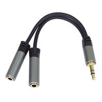 PremiumCord rozdvojka HQ 3,5mm Jack Male - 2x Jack Female 15cm