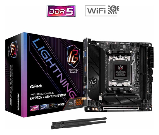 ASRock MB Sc AM5 B650I LIGHTNING WIFI, AMD B650, 2xDDR5, 1xHDMI, Mini-ITX