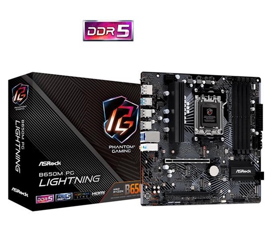 ASRock MB Sc AM5 B650M PG LIGHTNING, AMD B650, 4xDDR5, 1xDP, 1xHDMI, mATX