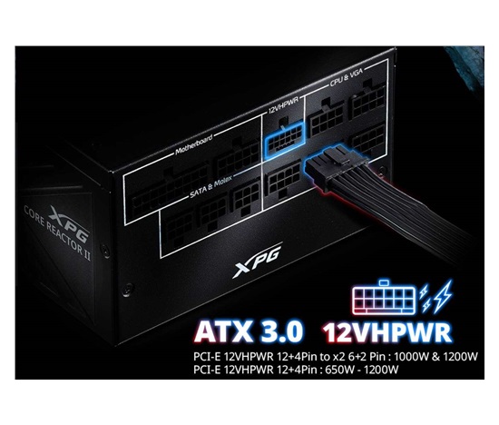 ADATA XPG zdroj CORE REACTOR II 850W, 80+ GOLD, Plně Modularní, ATX 3.0