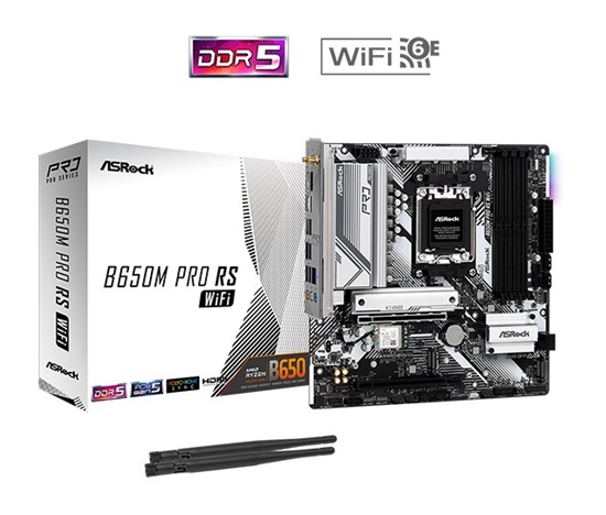 ASRock MB Sc AM5 B650M PRO RS WIFI, AMD B650, 4xDDR5, 1xDP, 1xHDMI, WiFi, mATX